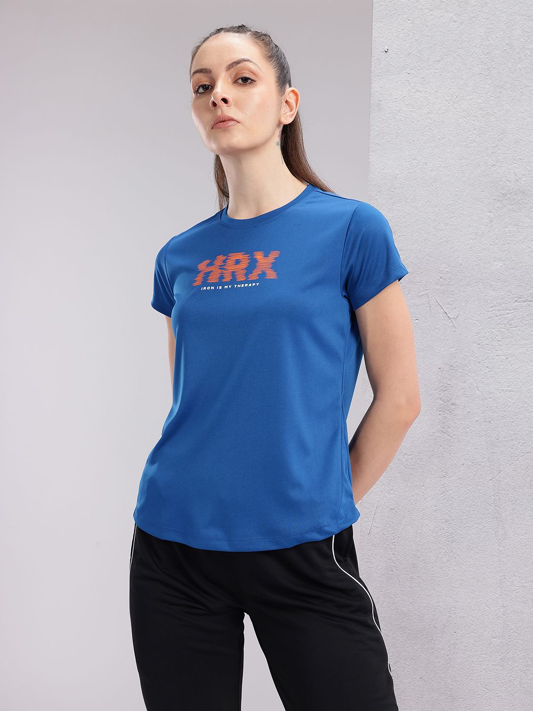 HRX by Hrithik Roshan Couple Collection Brand Logo Printed Rapid-Dry Training T-shirt