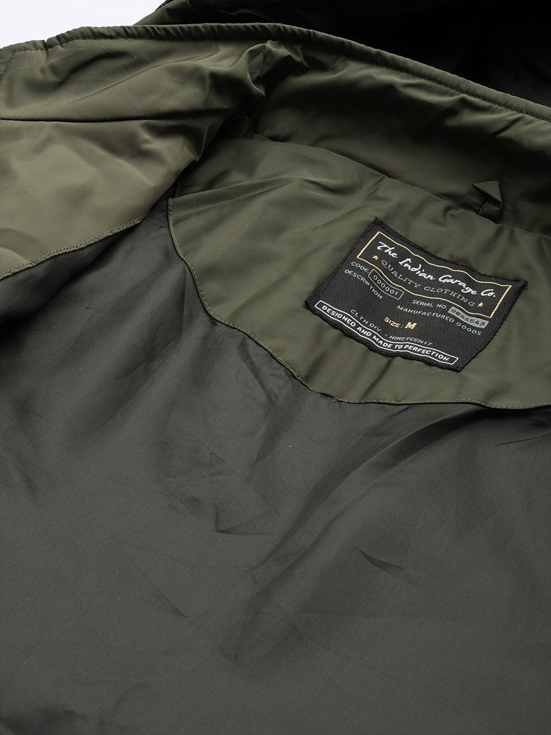 The Indian Garage Co Men Slim Fit Zip-Front Hooded Bomber Jacket