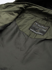 The Indian Garage Co Men Slim Fit Zip-Front Hooded Bomber Jacket