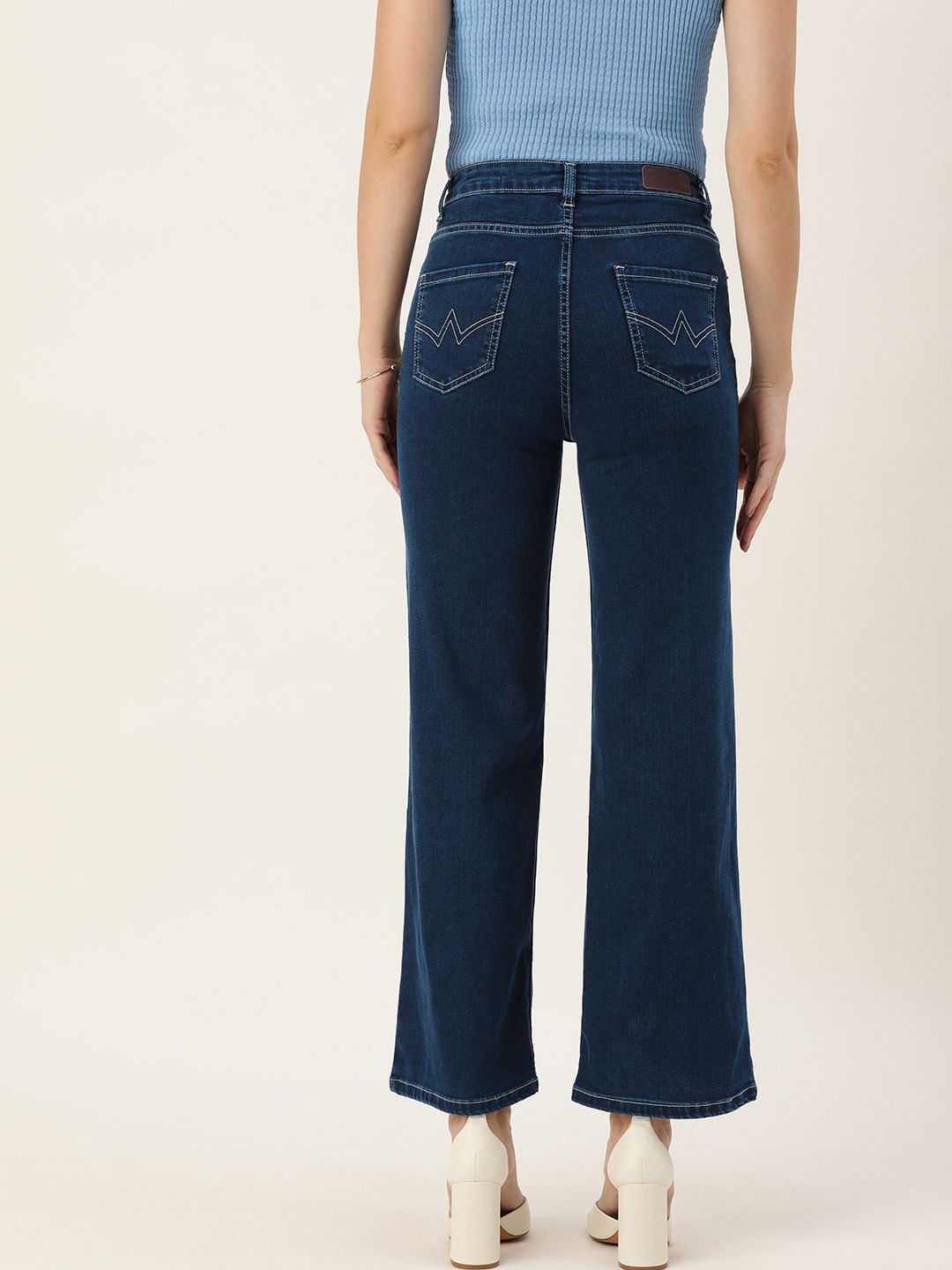 AND Women Wide Leg Light Fade Stretchable Mid-Rise Jeans