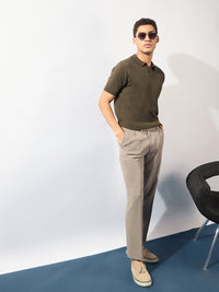 DENNISON Men Textured Polo Collar T-Shirt