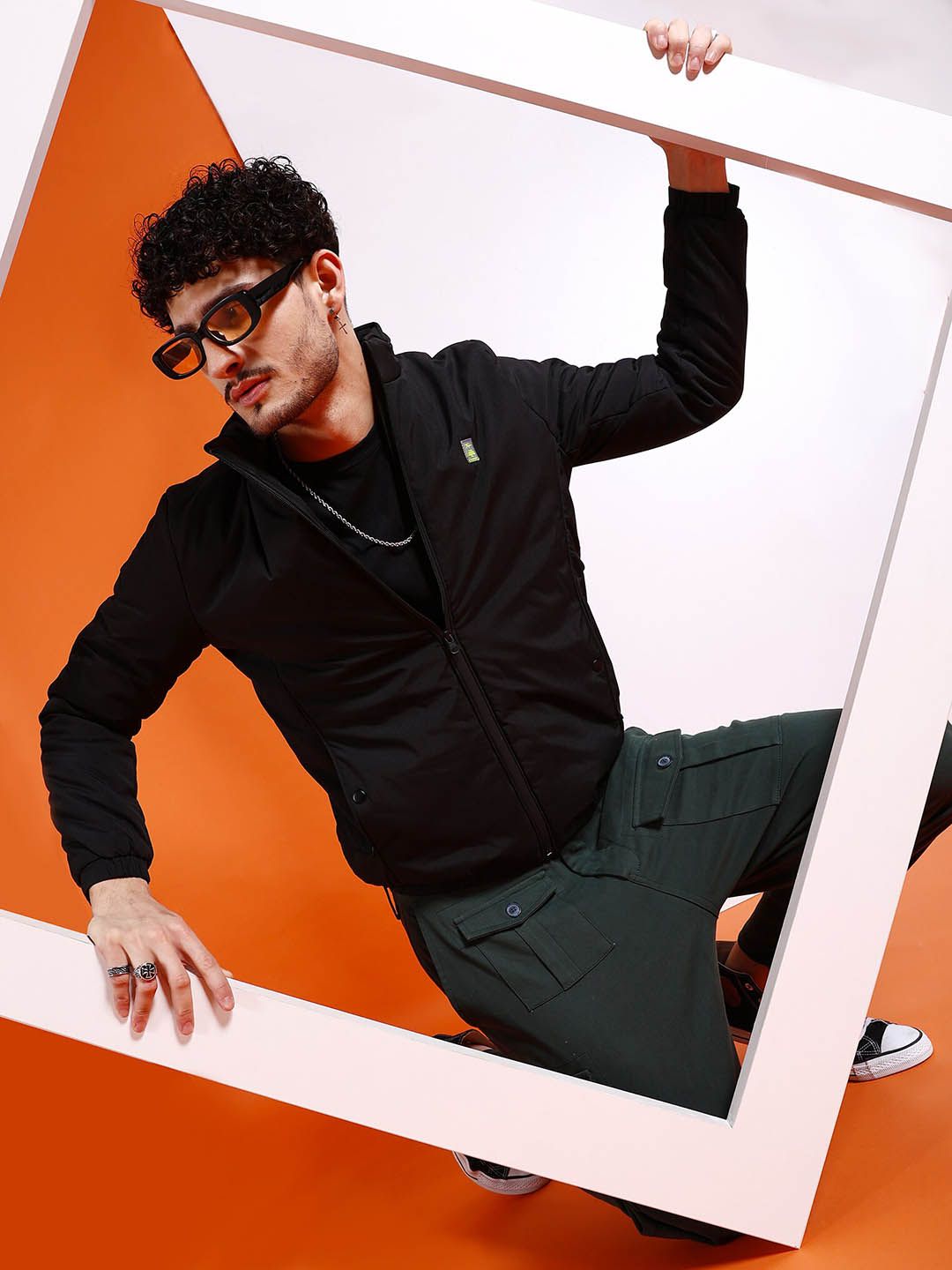 The Indian Garage Co Men Regular Fit Zip-Front Bomber Jacket