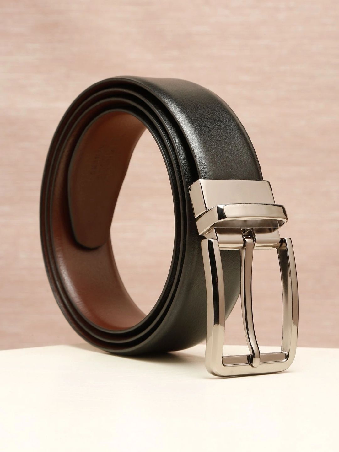 Teakwood Leathers Men Textured Leather Reversible Belt
