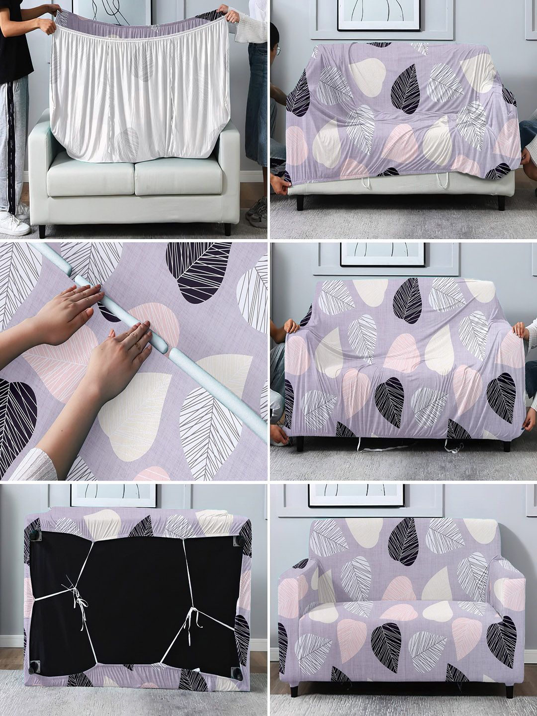 Cortina Grey Printed 4 Seater Sofa Cover