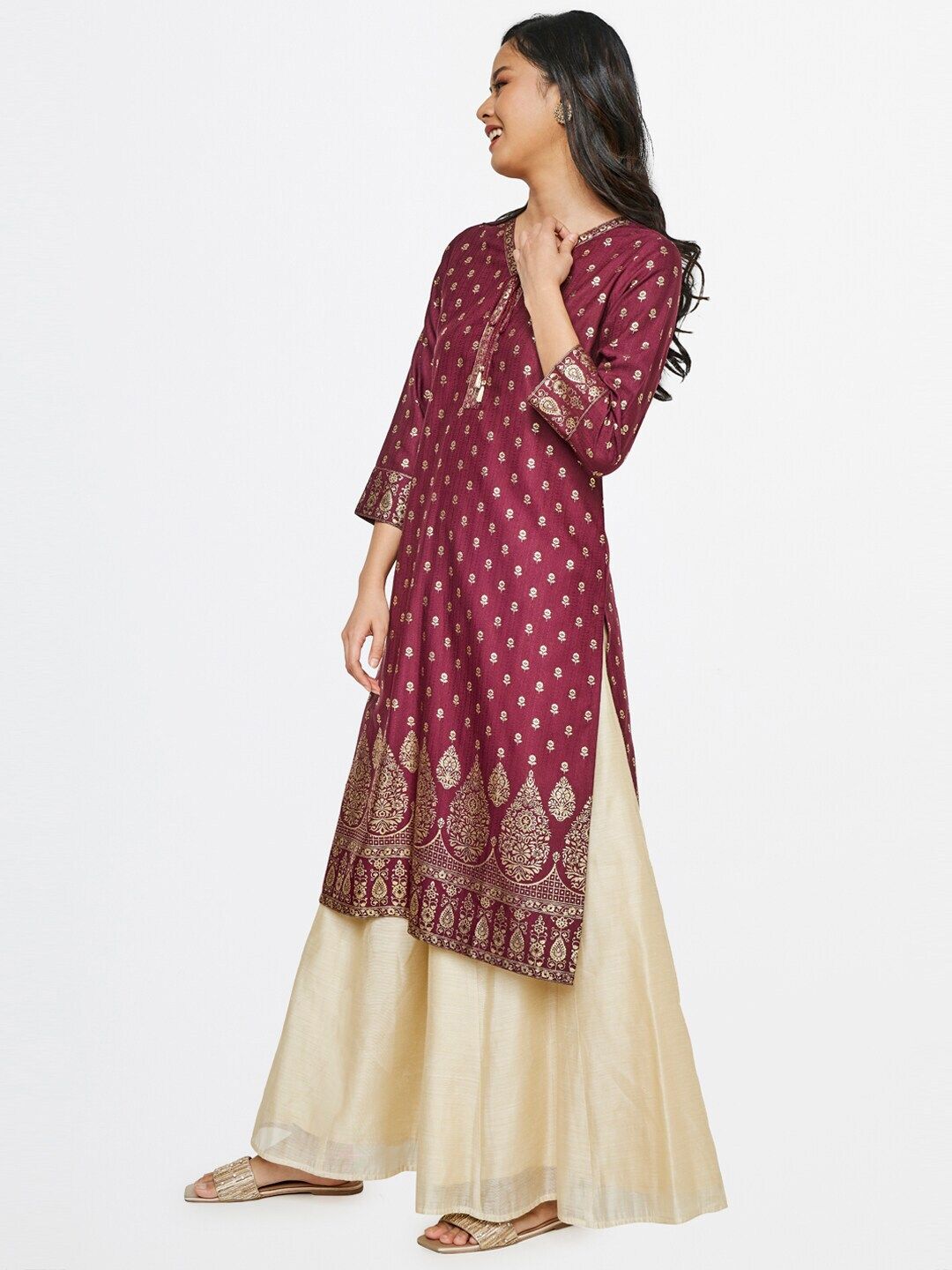 Global Desi Women Purple Ethnic Motifs Printed Kurta