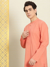 House of Pataudi Men Chikankari Yoke Design Pure Cotton Rozana Kurta