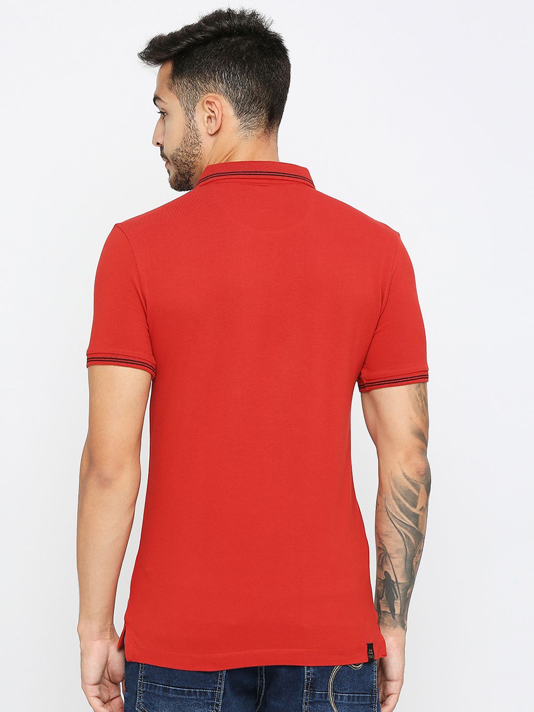 Being Human Men Red Polo Collar T-shirt