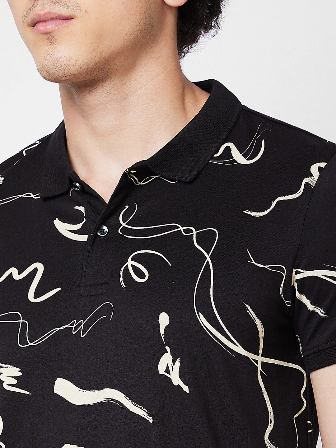 SPYKAR Printed Polo Collar Slim Fit Cotton T-shirt