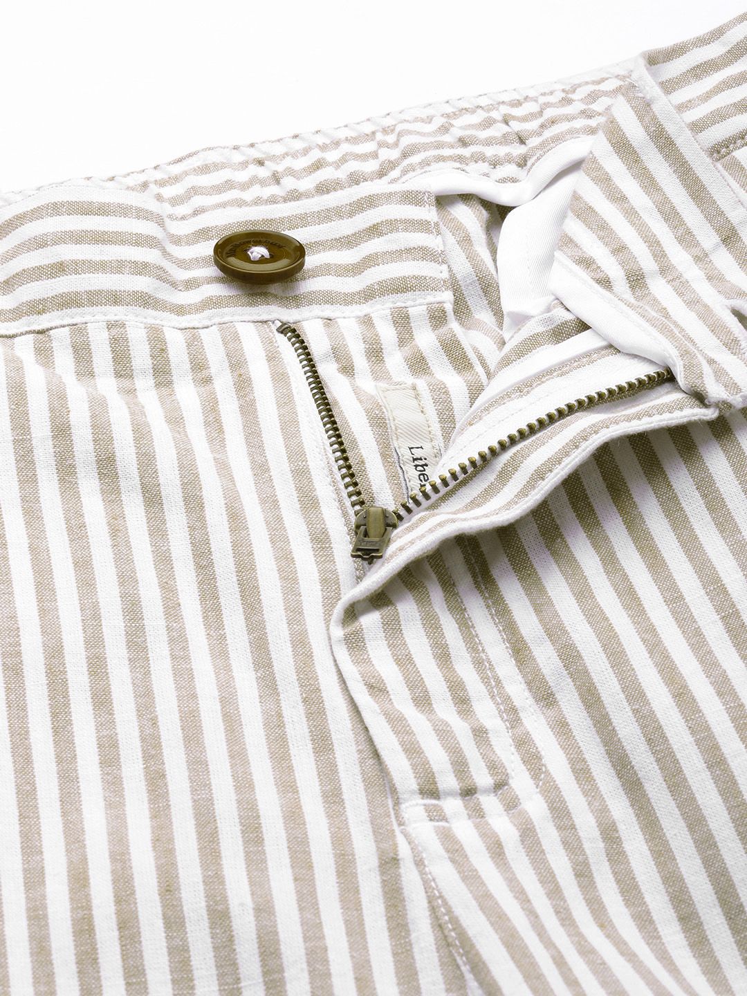 Mr Bowerbird Men White Striped Pleated  Liberal Fit Trousers