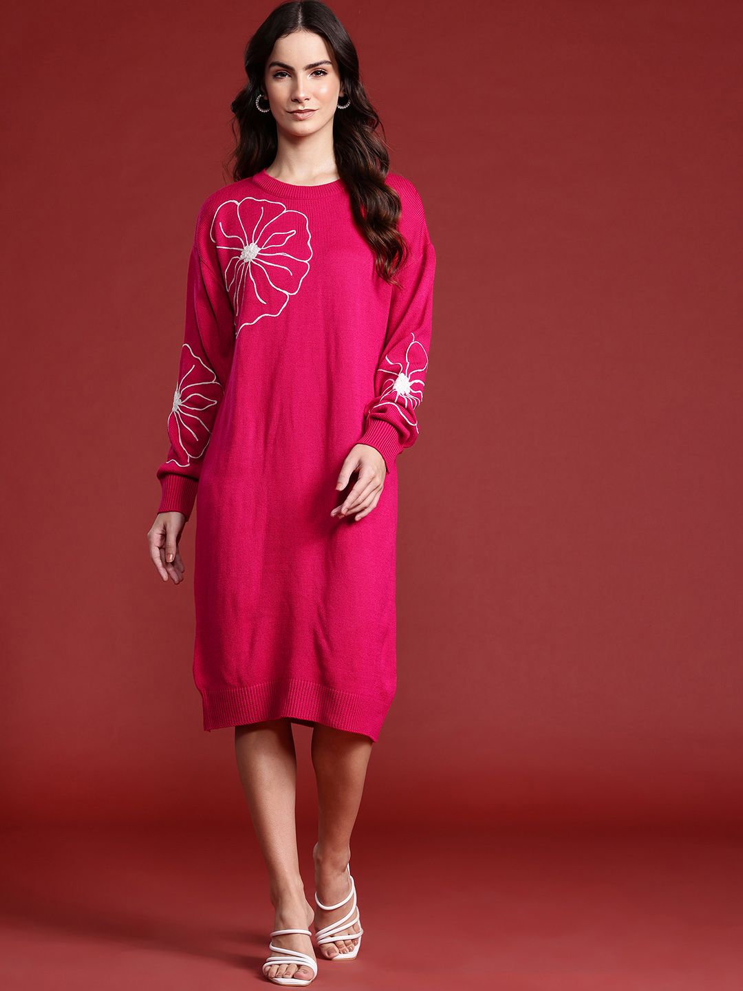 all about you Floral Embroidered Puff Sleeve Sheath Dress