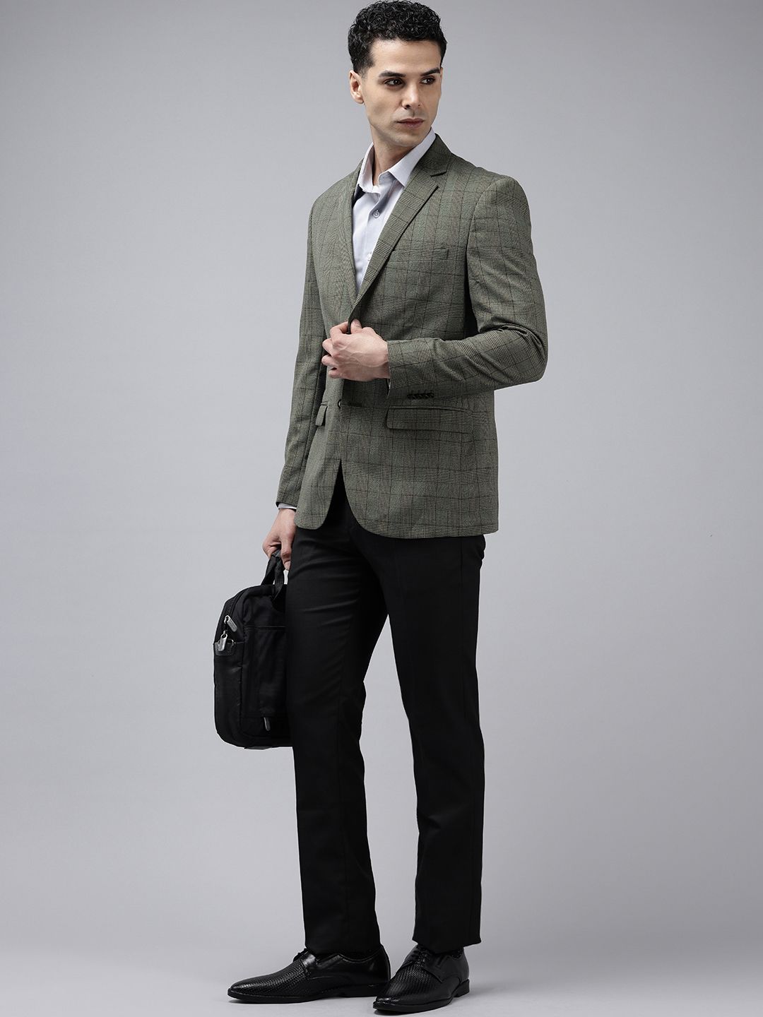 Park Avenue Slim Fit Checked Single-Breasted Formal Blazer
