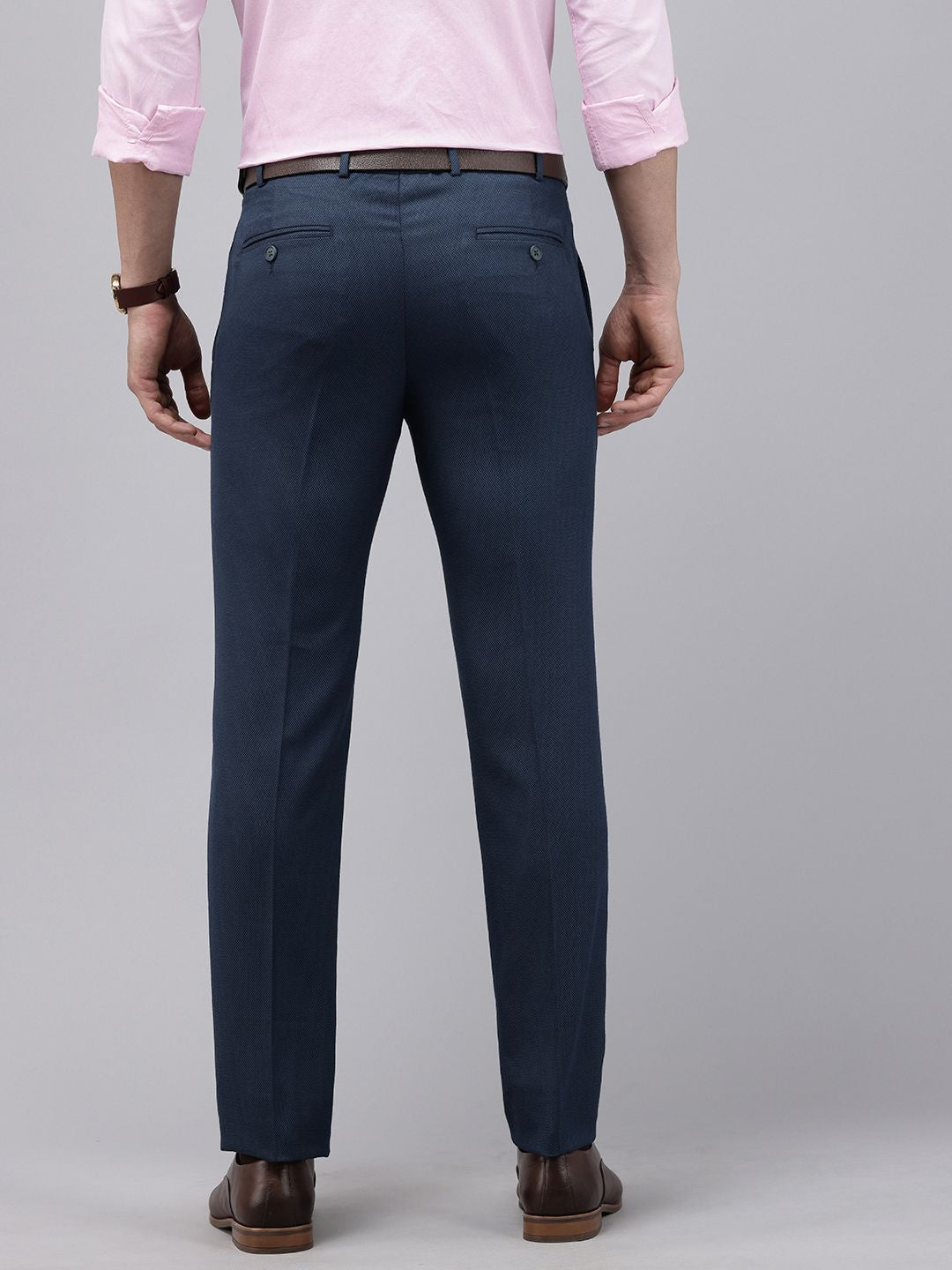 Park Avenue Men Slim Fit Textured Formal Trousers