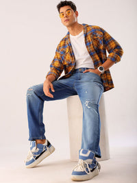 The Indian Garage Co Men Straight Fit Mildly Distressed Heavy Fade Jeans