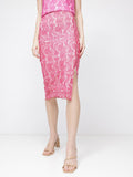 DressBerry Dip-Dyed Mesh Delight Slit Pencil Midi Skirt