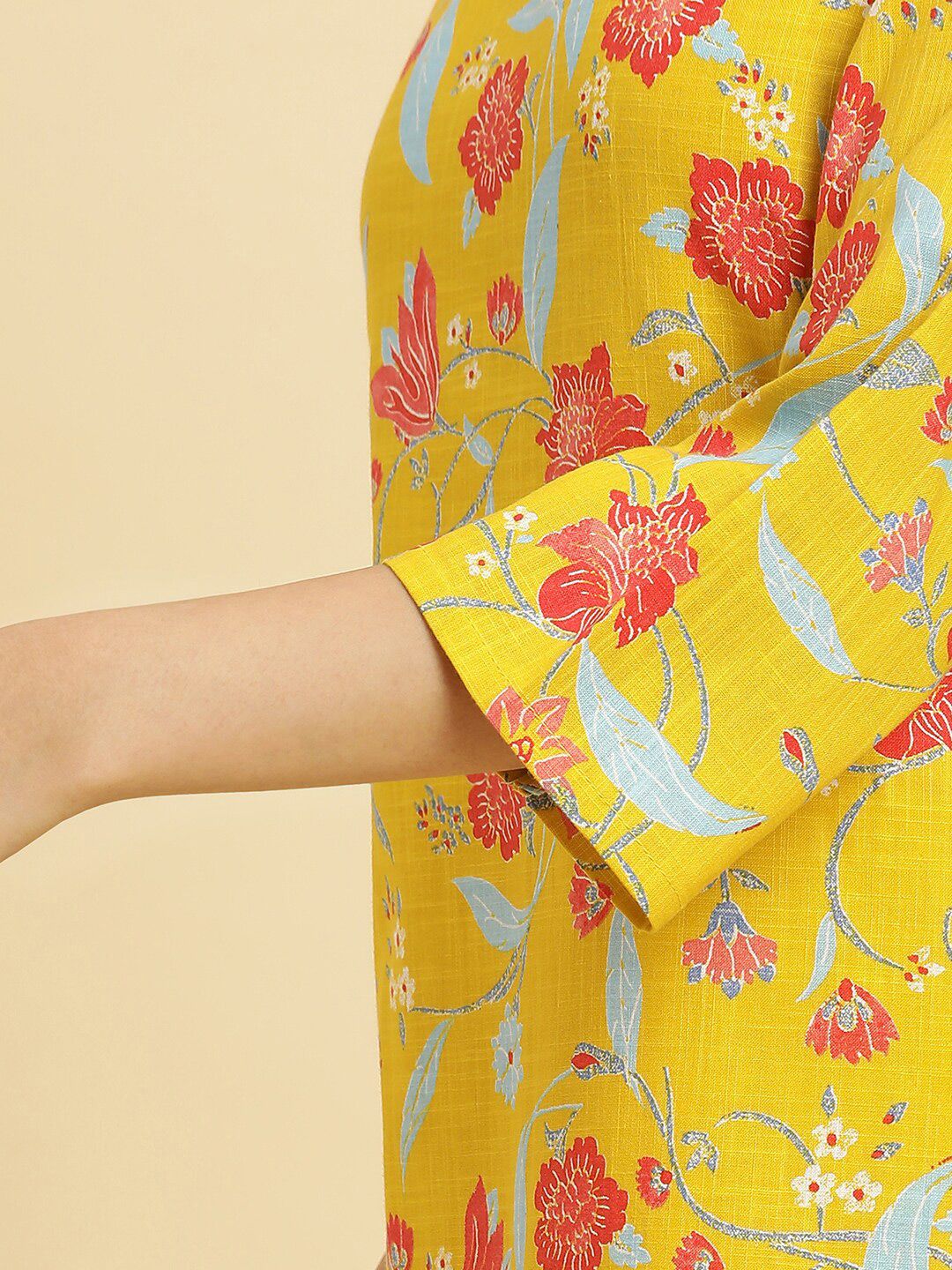 W Floral Printed Cotton Kurta