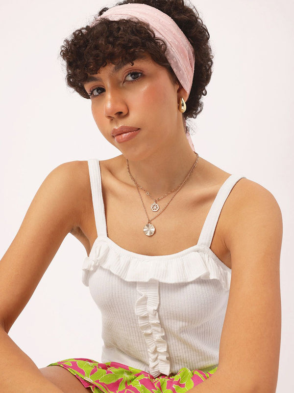 DressBerry Cottagecore Chic Ribbed Knit Ruffled Top