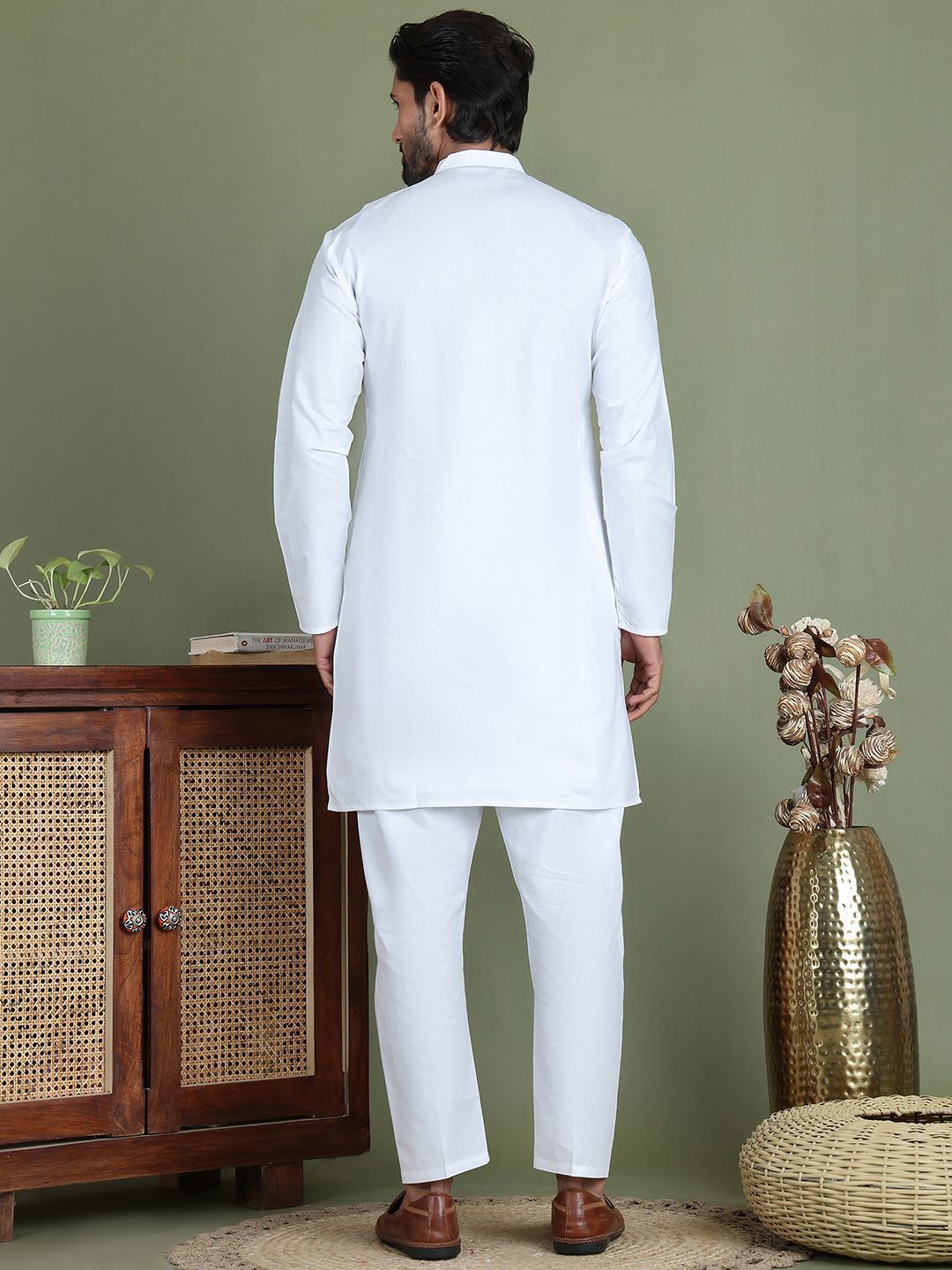 Jompers Band Collar Straight Kurta With Trouser