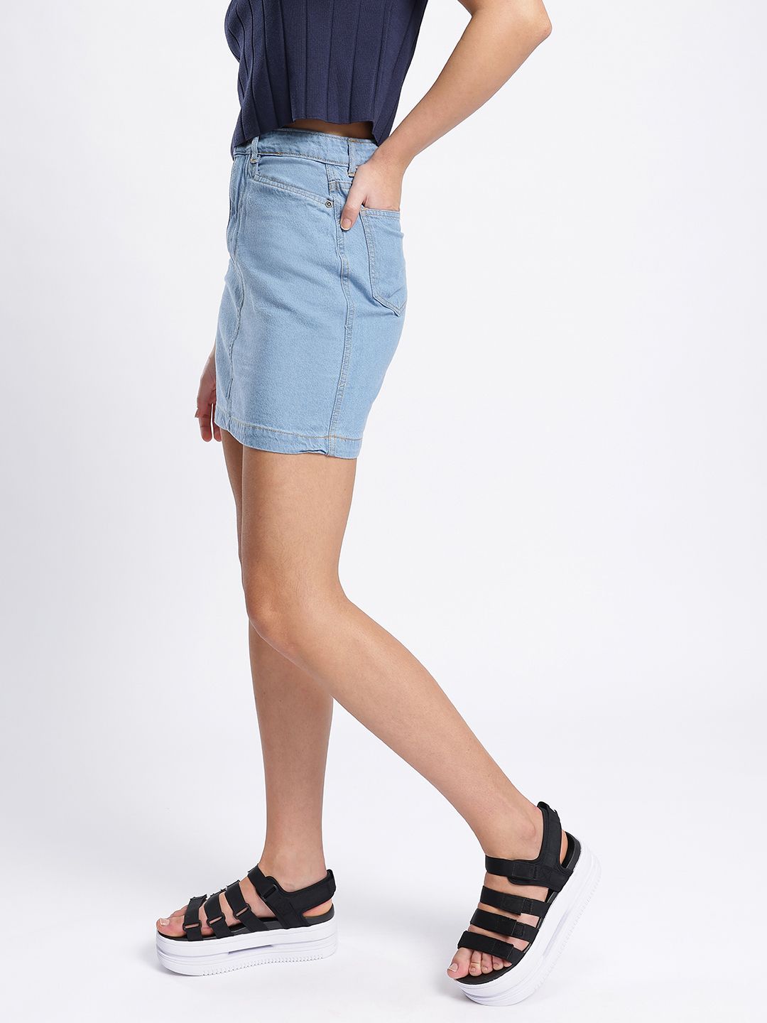 DressBerry Elevated Essentials Denim Pencil Mini Skirt