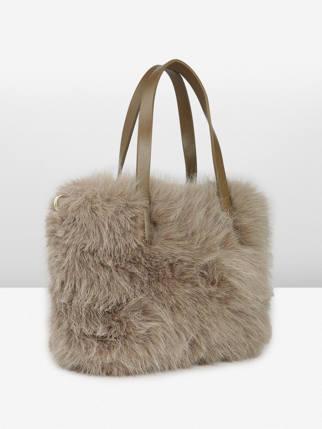 DressBerry Structured Handheld Bag With Fur