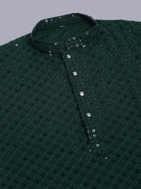 Jompers Men Ethnic Motifs Embroidered Mirror Work Cotton Kurta