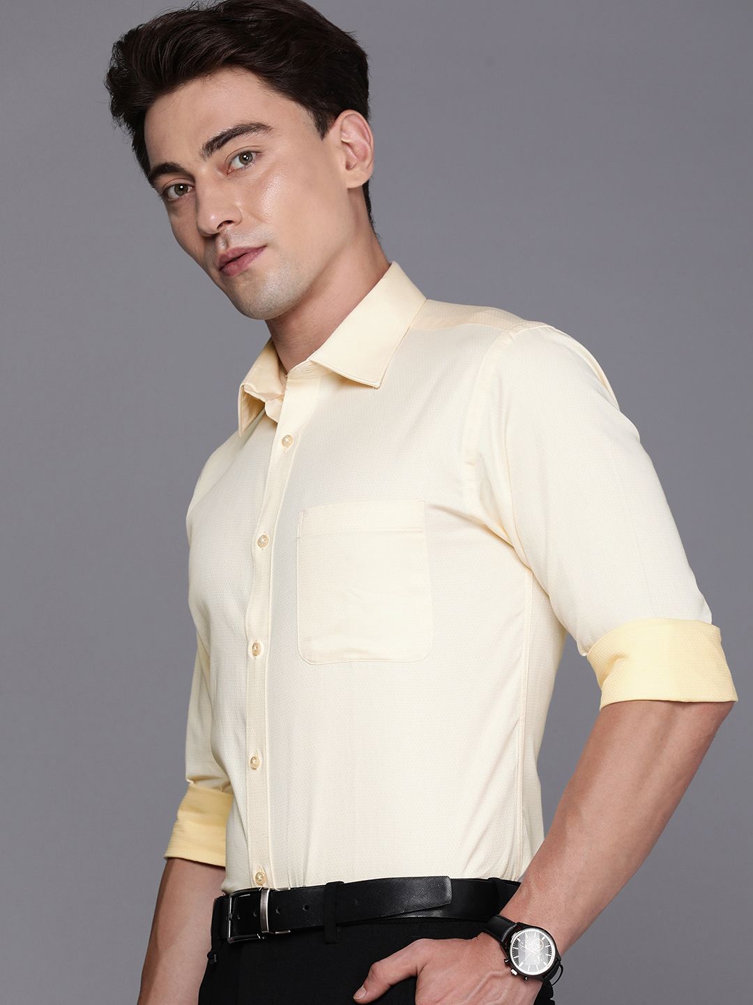 Raymond Textured Slim Fit Pure Cotton Formal Shirt