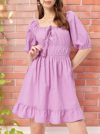 Feminini Lavender Luxe Cinched & Stunning A-Line Mini Dress