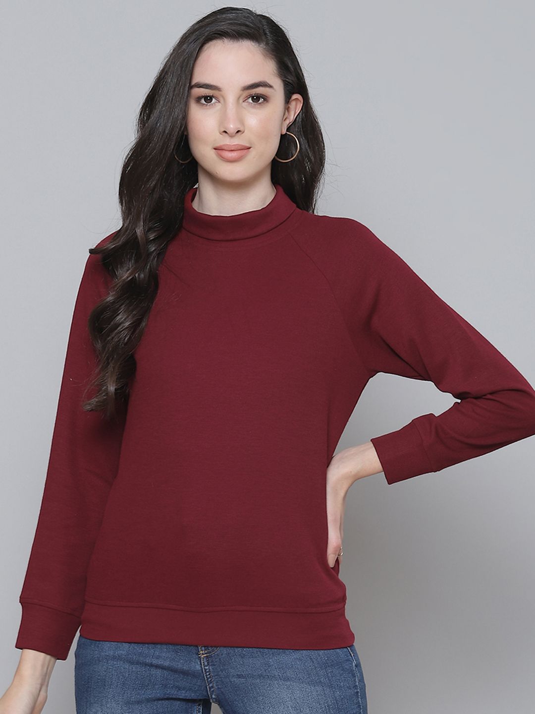 SASSAFRAS Maroon Ribbed Regular Winter Top