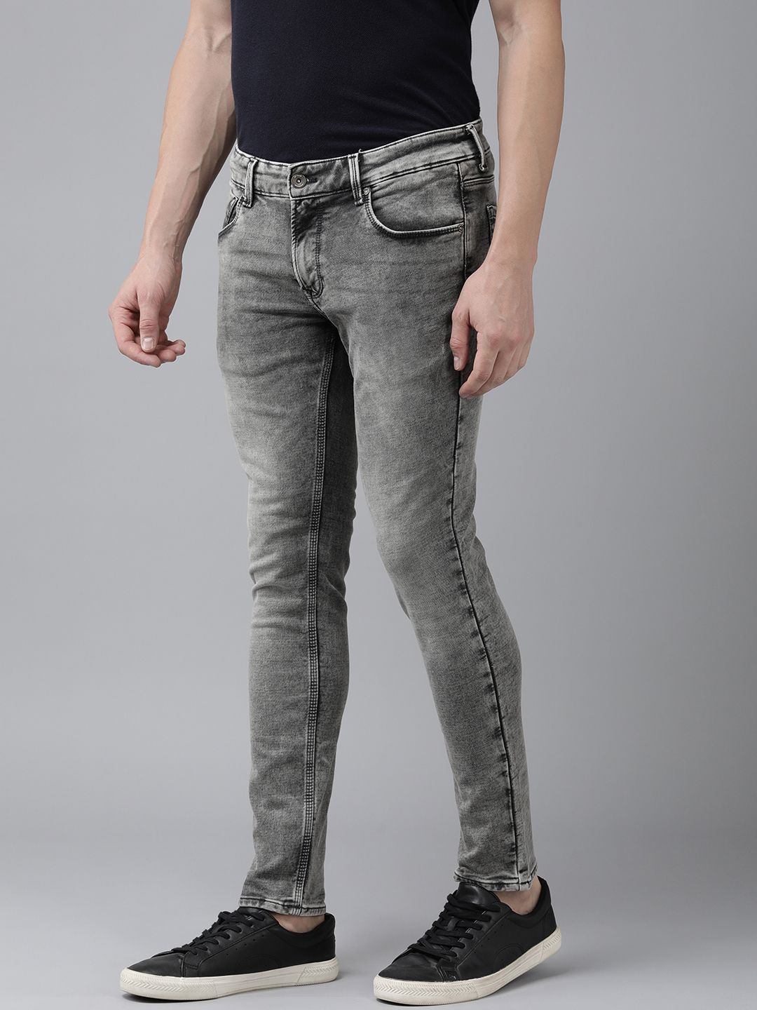 SPYKAR Men Super Skinny Fit Low-Rise Heavy Fade Stretchable Jeans