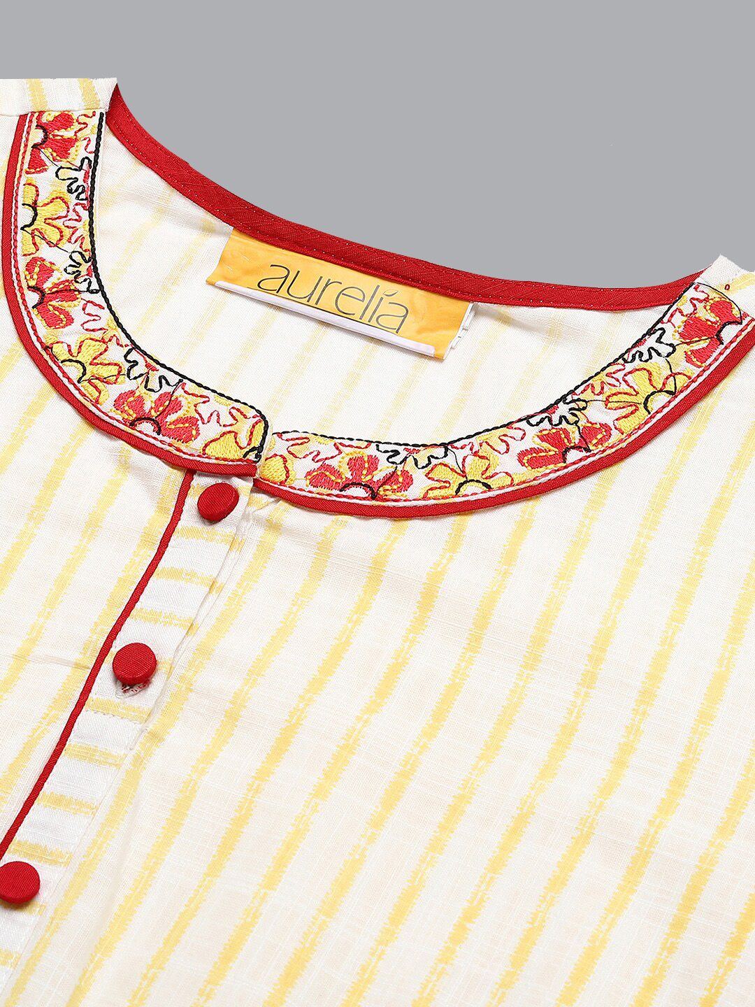 AURELIA Women White Striped Kurta