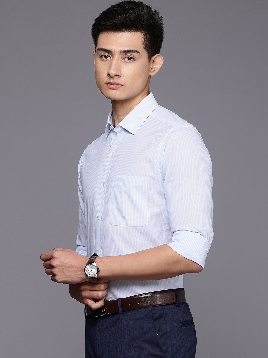 Raymond Slim Fit Striped Pure Cotton Formal Shirt