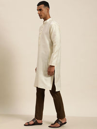 SOJANYA Kurta Jacquard Berwarna Krim Lelaki