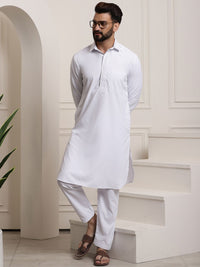SOJANYA Shirt Collar Curved Hem Pathani Kurta with Salwar