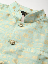 SOJANYA Kurta Emas & Hijau Lelaki dengan Jaket Churidar & Nehru