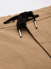 Mr Bowerbird Men Brown Solid Mid Rise Cotton Linen Regular Trousers