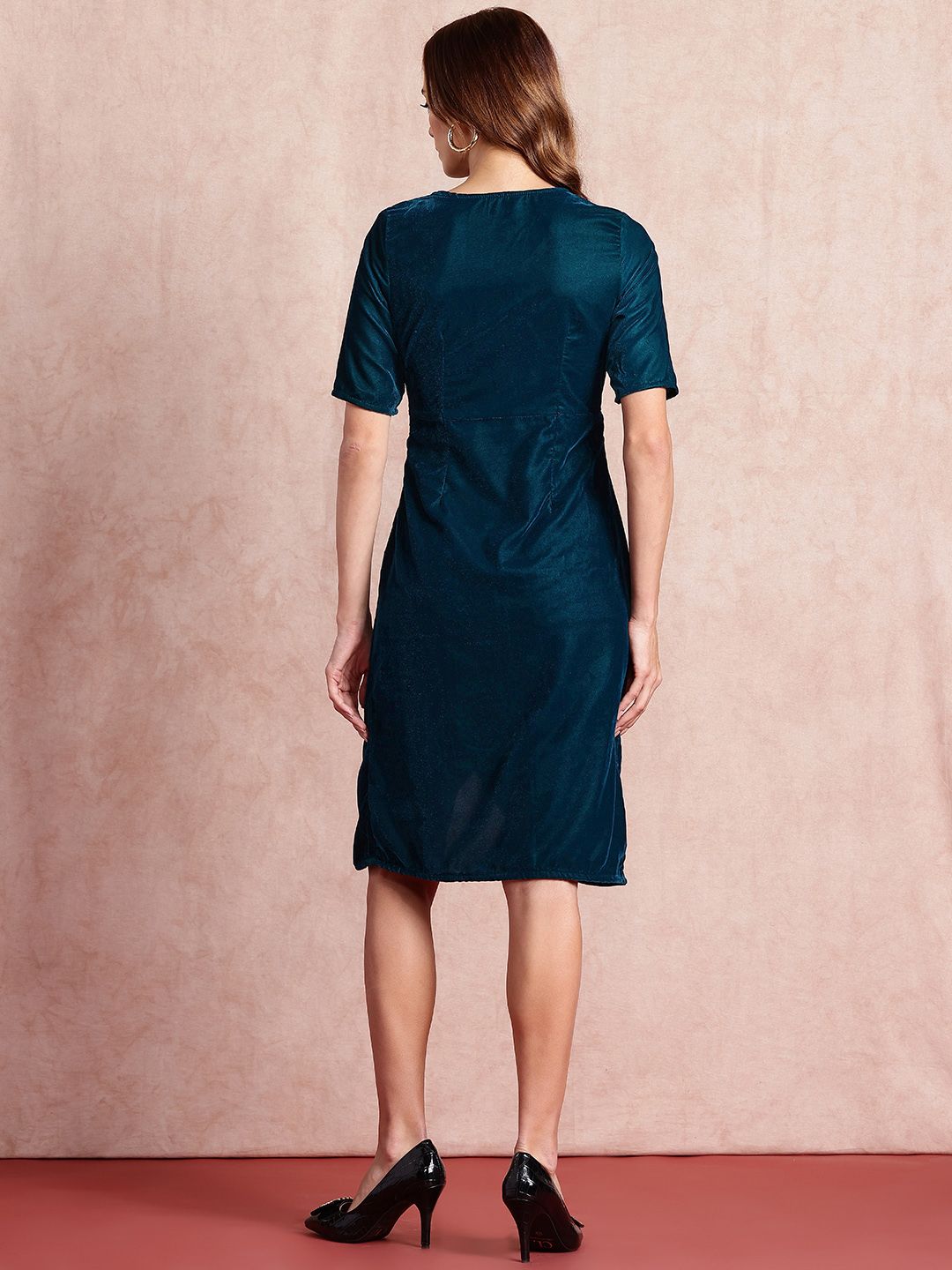 all about you Velvet Wrap-Style Sheath Dress