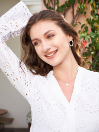 Athena White Schiffli Tiered A-Line Cotton Dress