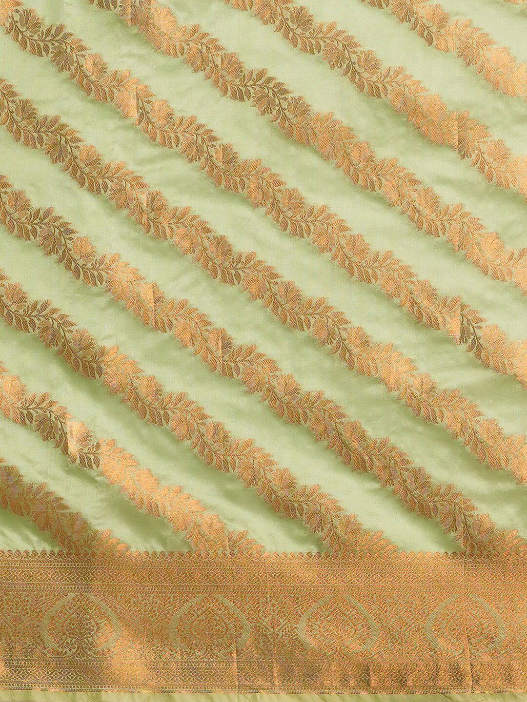 Saree mall Green & Gold-Toned Woven Design Zari Silk Blend Banarasi Sarees
