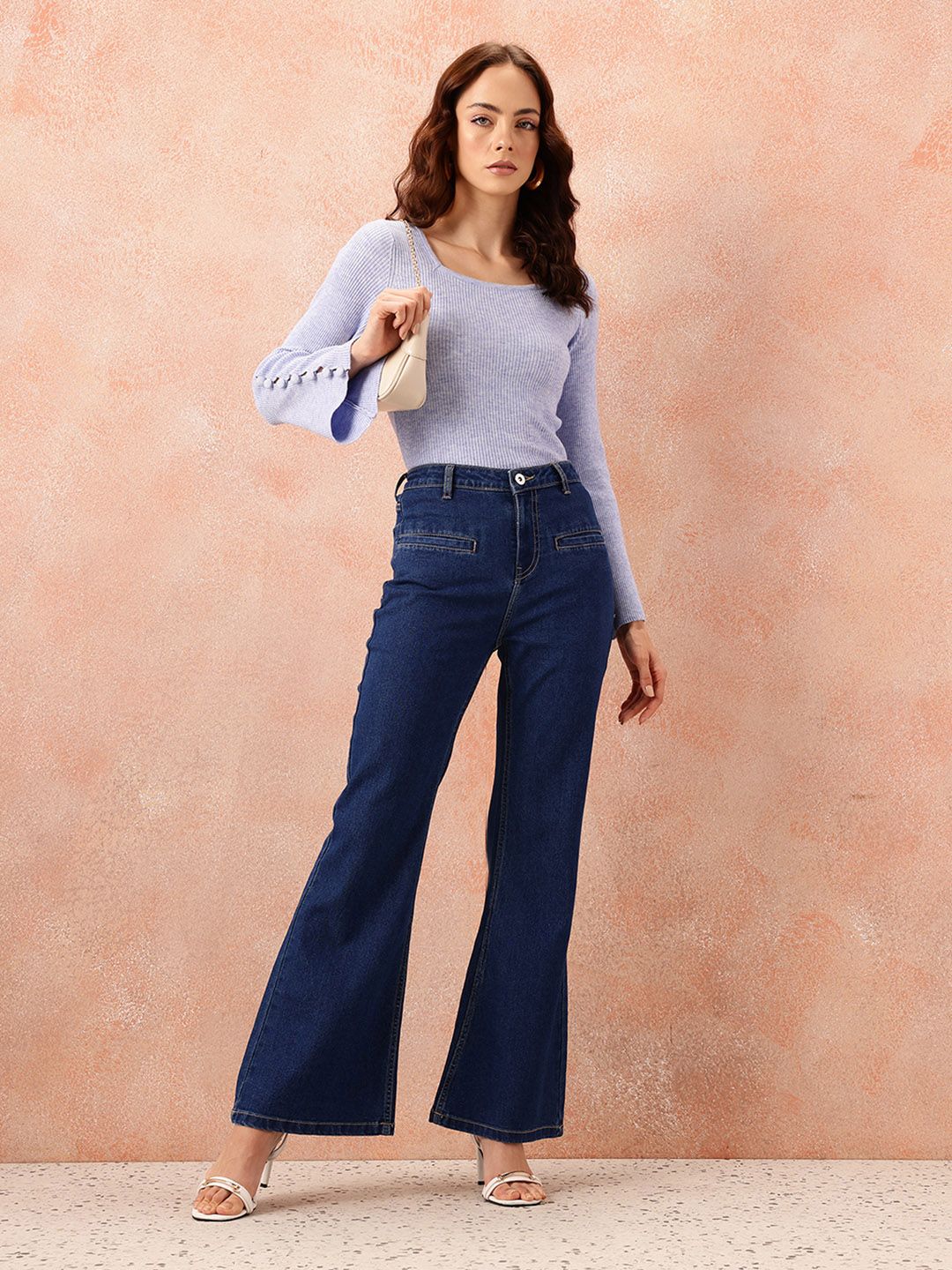 all about you Ribbed Flared Sleeve Top