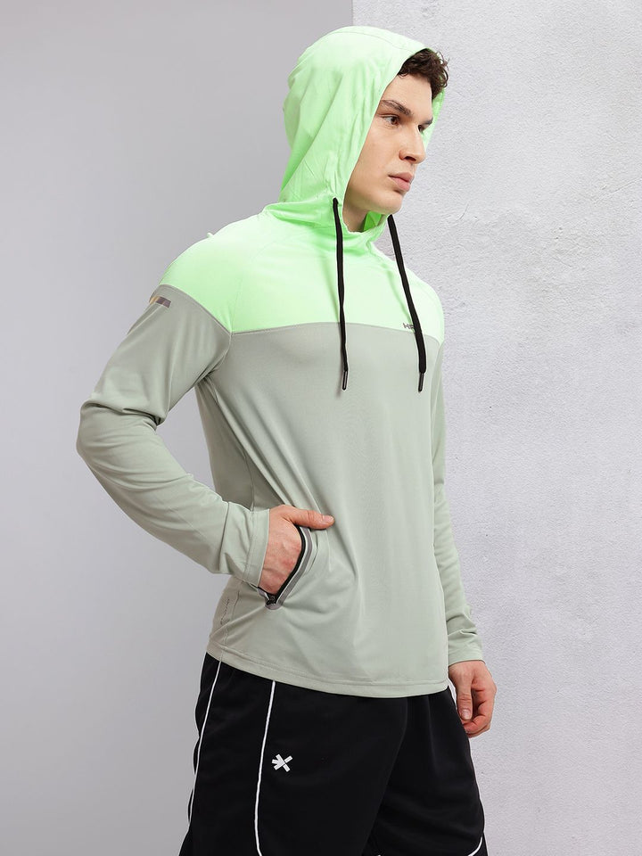 HRX by Hrithik Roshan Colourblocked Hooded Rapid-Dry Running T-shirt