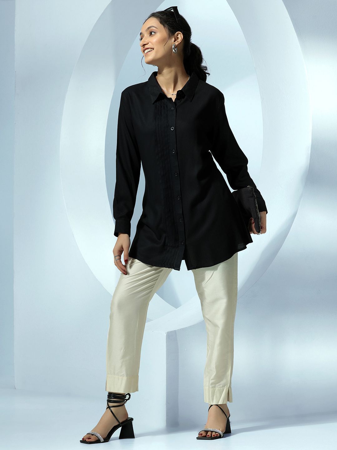 Libas Women Shirt Collar Long Sleeves Tunic