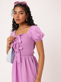 DressBerry Breathe Basics Bowed & Smocked A-Line Mini Dress
