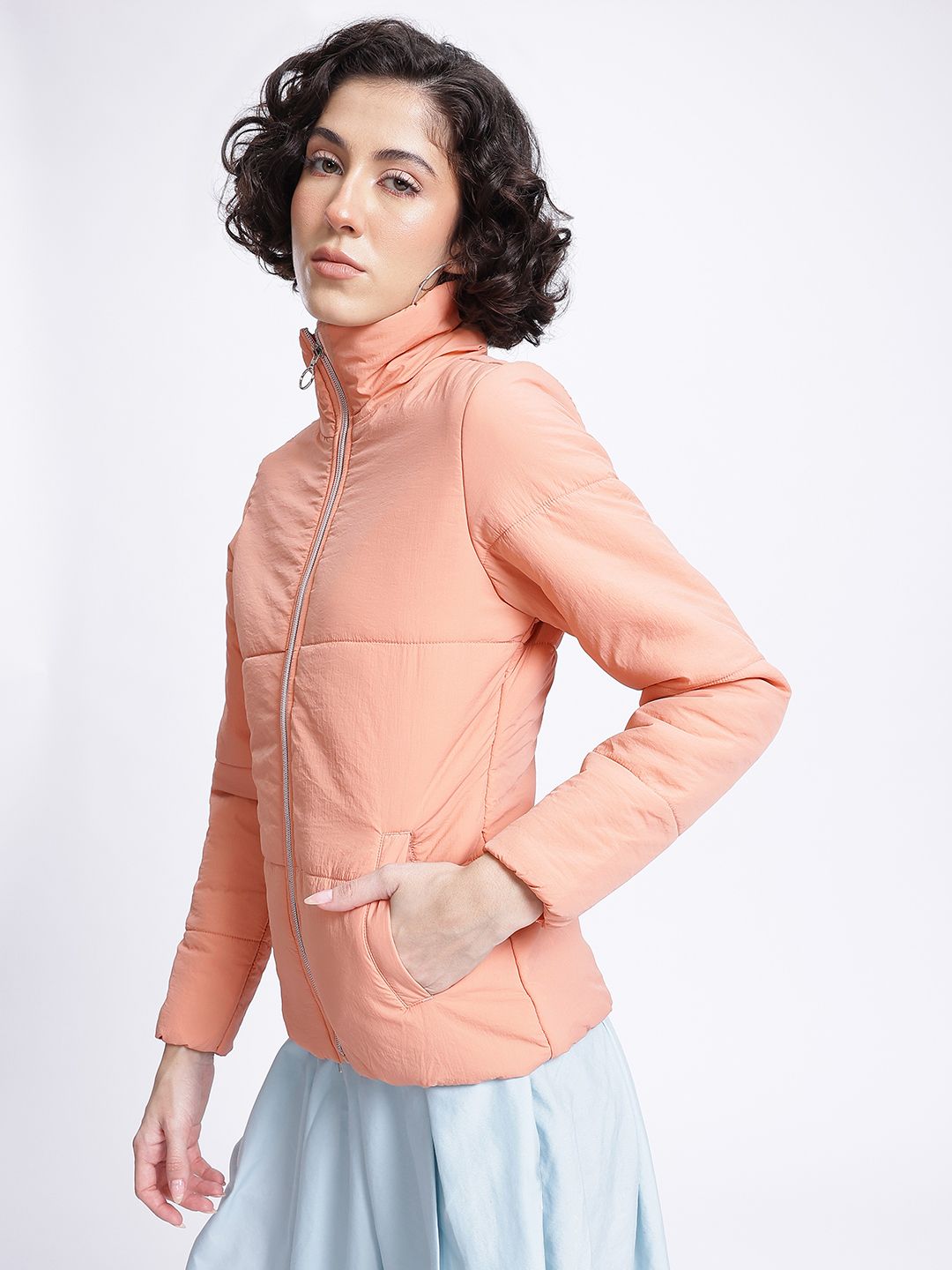 DressBerry Effortless Layering Mock Collar Padded Jacket