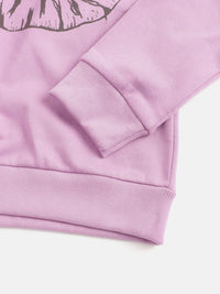 YK Girls Purple & Black Tiger Printed Sweatshirt