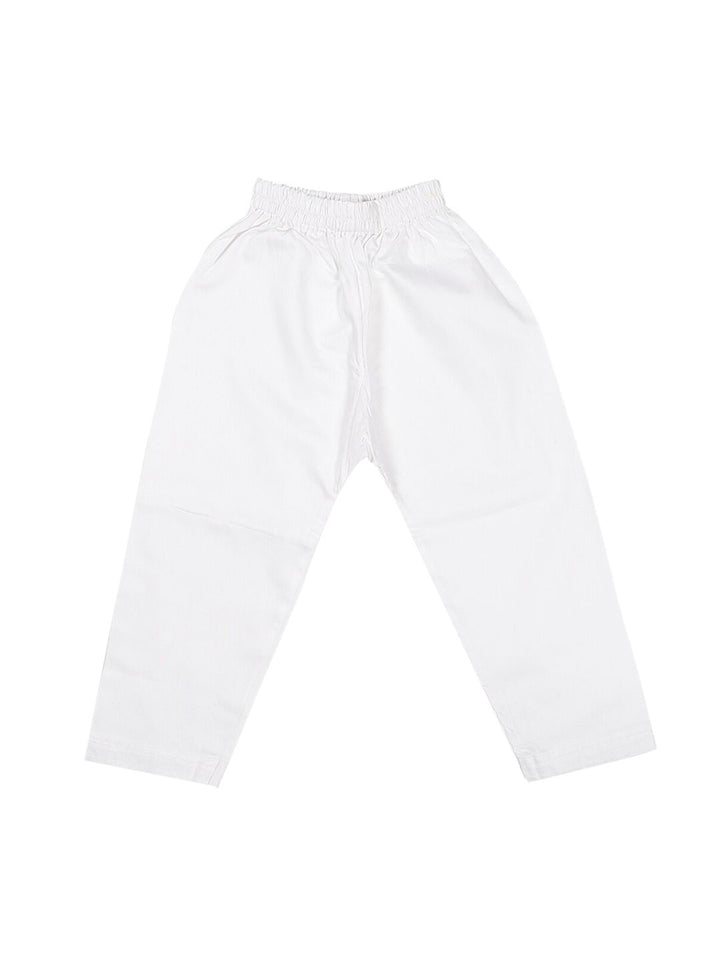 VASTRAMAY Kids Boys Yellow and White Pure Cotton Kurta with Pyjama