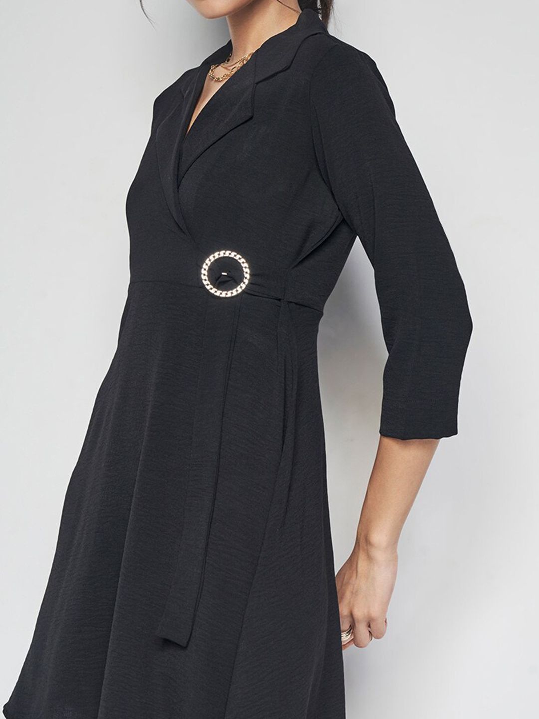 AND Lapel Collar Fit & Flare Dress