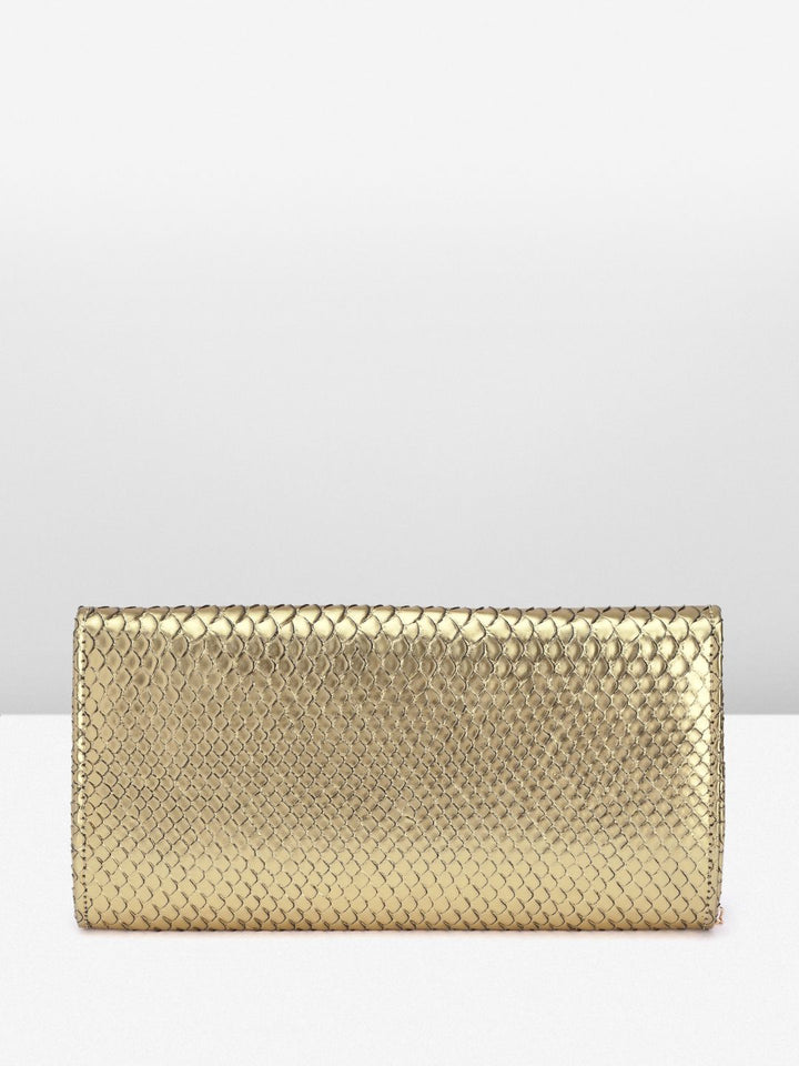 Lino Perros Women Snake Skin Textured Foldover Clutch