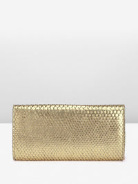 Lino Perros Women Snake Skin Textured Foldover Clutch