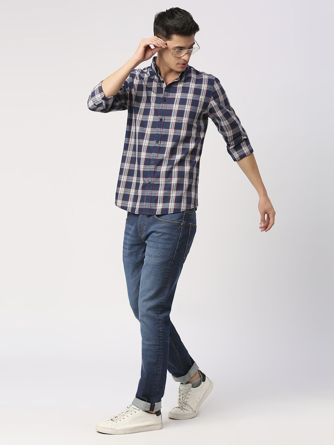 Being Human Men Slim Fit Button-Down Collar Tartan Checks Opaque Checked Casual Shirt