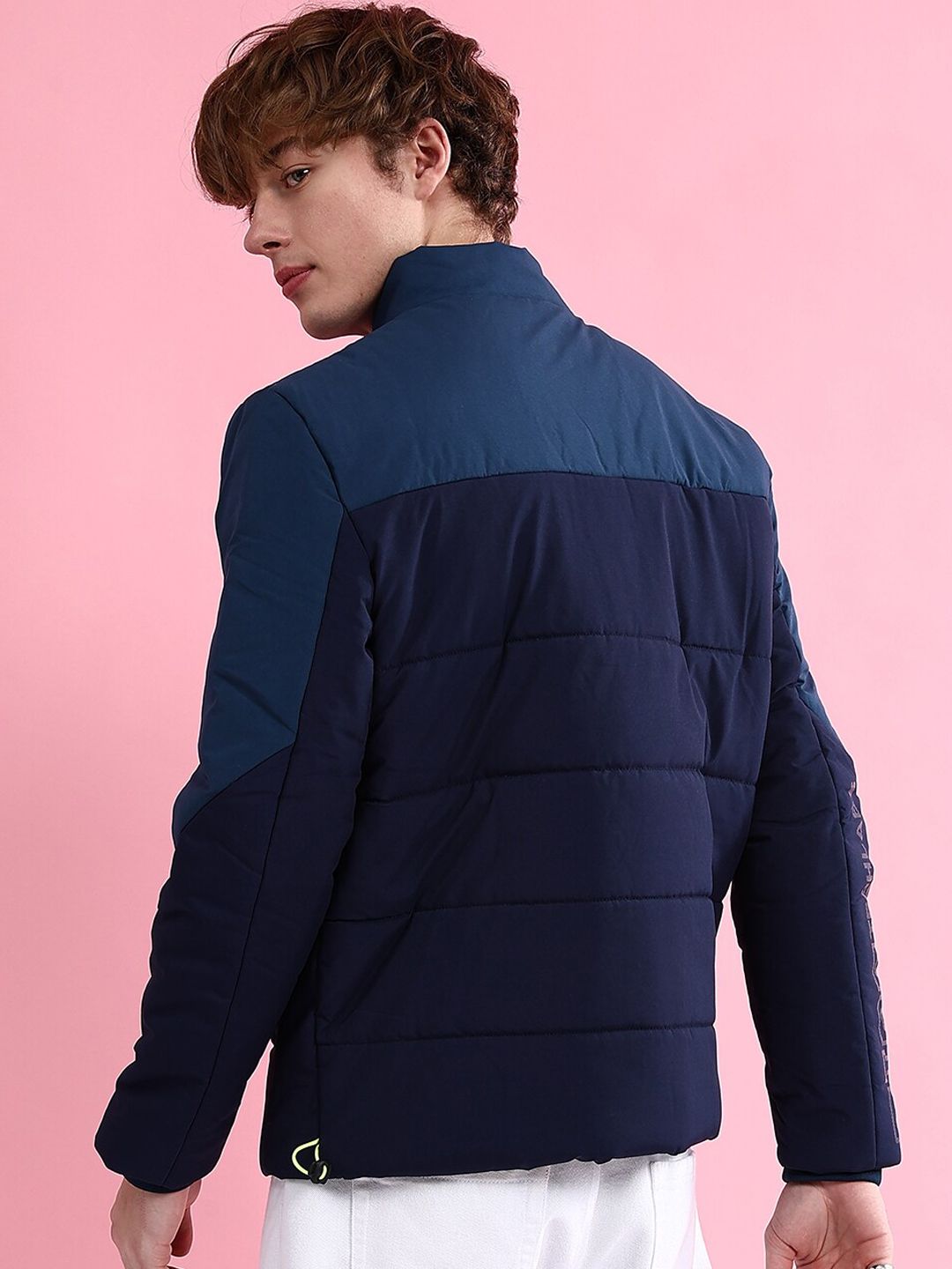 The Indian Garage Co Men Colourblock Zip-Front Regular Fit Puffer Jacket