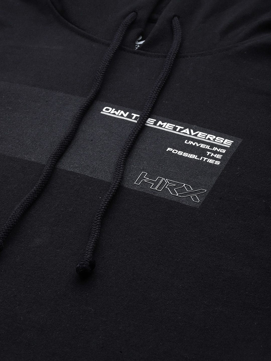 HRX by Hrithik Roshan Minimal Typography Printed Cropped Hooded Lifestyle Sweatshirt